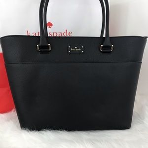 NWT Kate Spade Black Leather Large Tote Handbag